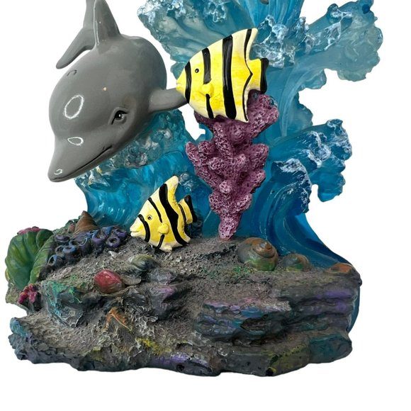 Vintage 1990s Splashing Dolphins Figurine Room Decor Water Coral Moorish 7 in - Picture 6 of 11